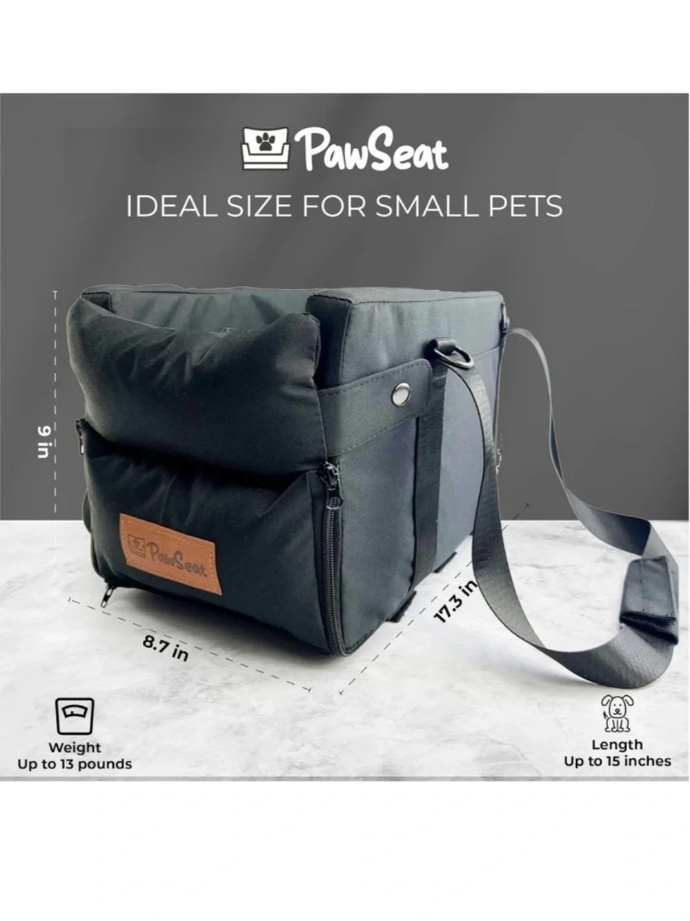 Pawseat Dog Safety Car Booster Seat & Carrier, Small, Black Color